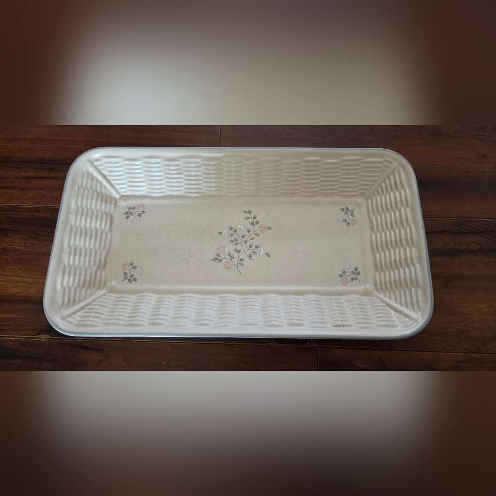 VTG Pfaltzgraff 'Remembrance' Rectangular 'Woven Bread Basket' Serving Platter
